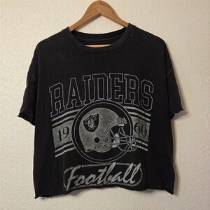 Oakland Raiders Cropped Boxy Graphic Tee Streetwear Y2K Style Size L